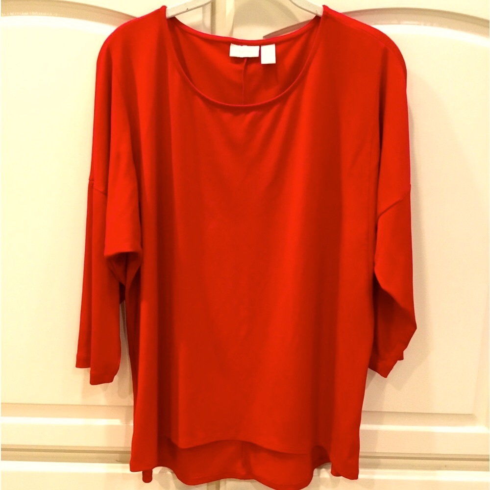 Chico’s Red Pop Over Top Sz 2 (12-14)